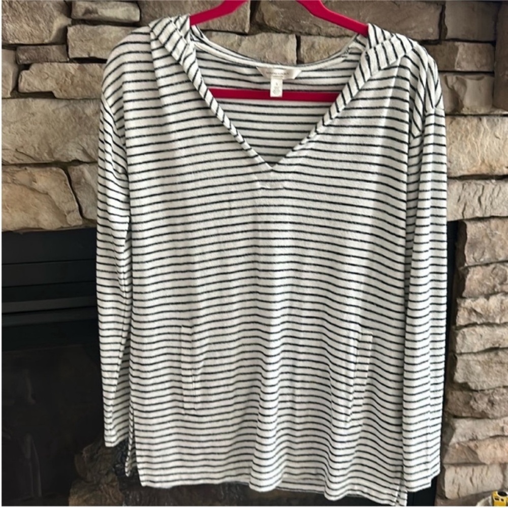 Banana Republic Striped V-Neck Hoodie